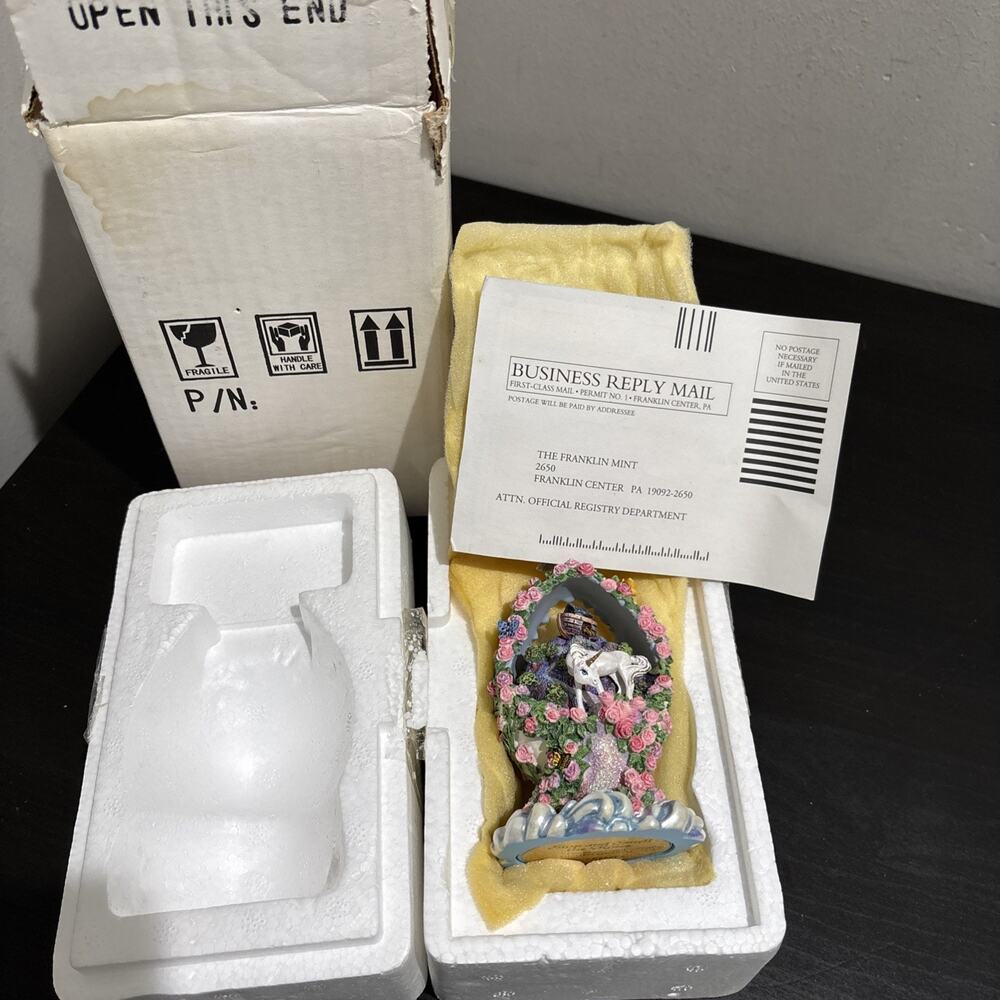 Franklin Mint Limited Edition “Stop and Smell the Roses” Unicorn 4.5" Figurine